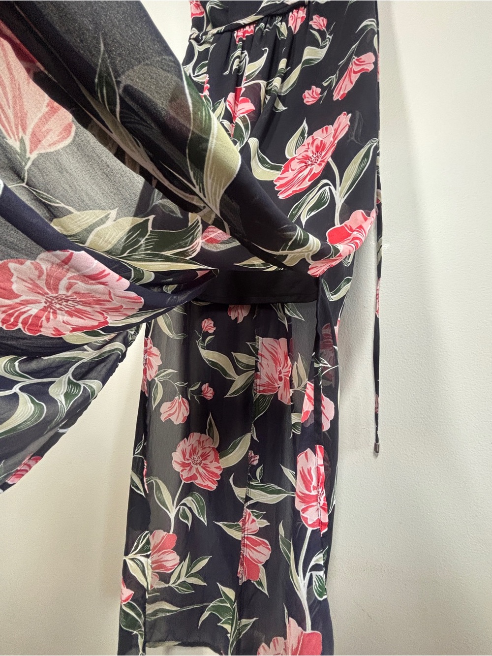 Japna Black Maxi Dress with Pink Floral Print - Picture 5 of 10